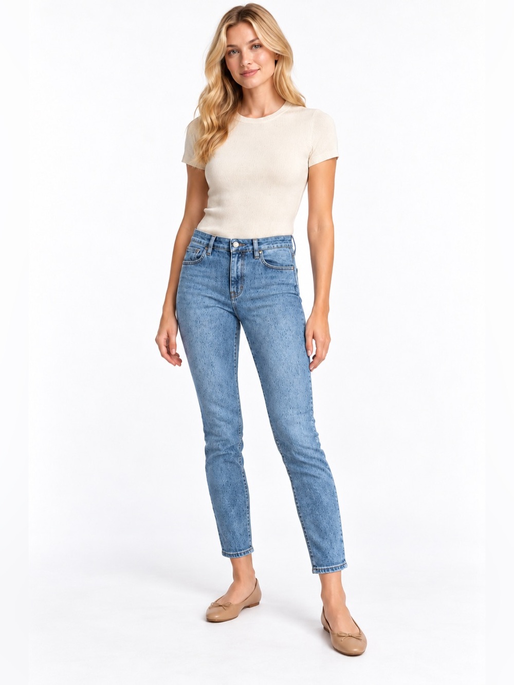 PAIGE Verdugo Ankle Skinny Jeans 28 Blue Subtle Pattern Boho Stretch Denim